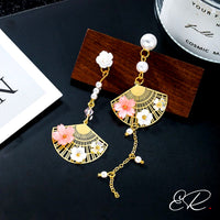 Boucles d'oreilles éventail fleuri