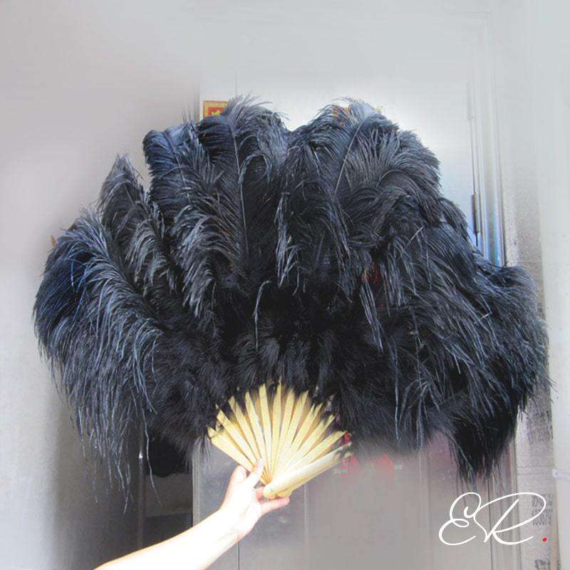 Éventail à Plumes Noires Dentelle – Accessoire Déguisement, Danse, Mariage, Halloween – Design Rétro Léger Et Pratique