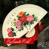 éventail géant fleurs en bois