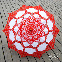 Ombrelle dentelle rouge et blanche