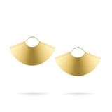 Boucles d'oreilles éventail or dorées triangulaire géométrique handfan