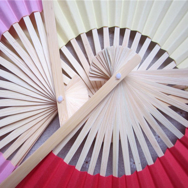 eventail papier beige creme en bois details 2