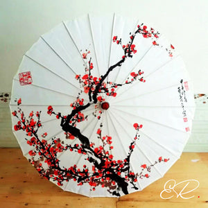 Ombrelle japonaise fleurs de cerisier blanc