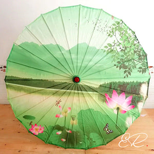 ombrelle japonaise verte lotus
