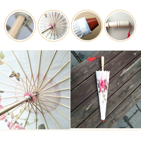 Ombrelle japonaise fleurie détails