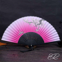 eventail chinois rose et blanc 