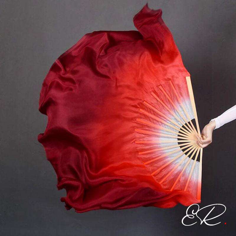 Paire D'Éventails De Danse Longs 1,5 M En Tissu - Rose Rouge, 16 Os, Pour Danse Classique Et Spectacles