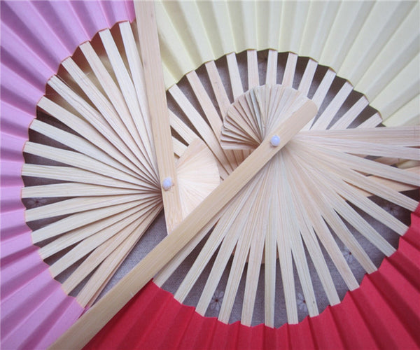 eventail orange en papier hanfan bois et paper
