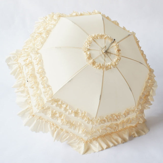 Parapluie De Mariage Dentelle STOBOK - Coton Et Bois Massif - Style Rétro (Beige)